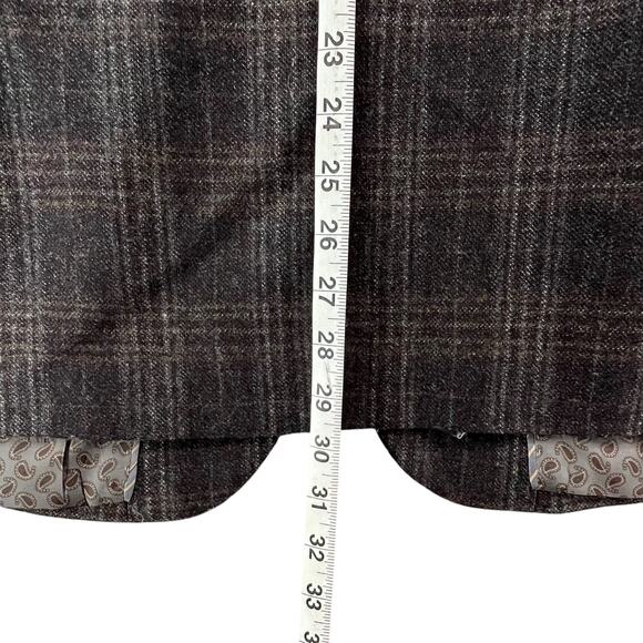 Joseph Abboud Sport Coat 48R Brown Wool Hamilton Plaid Lanificio Blazer Jacket - Picture 10 of 16